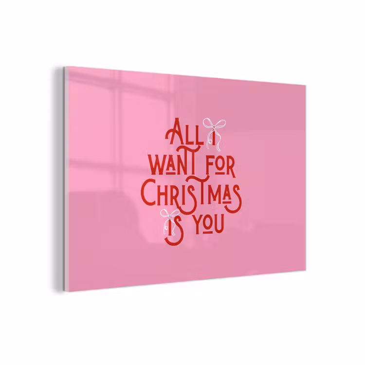 Glasbild - Text – Weihnachten – Rosa – Rot — 1