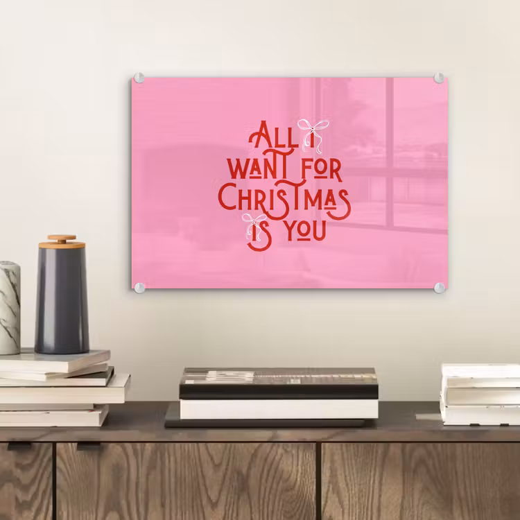 Glasbild - Text – Weihnachten – Rosa – Rot — 2