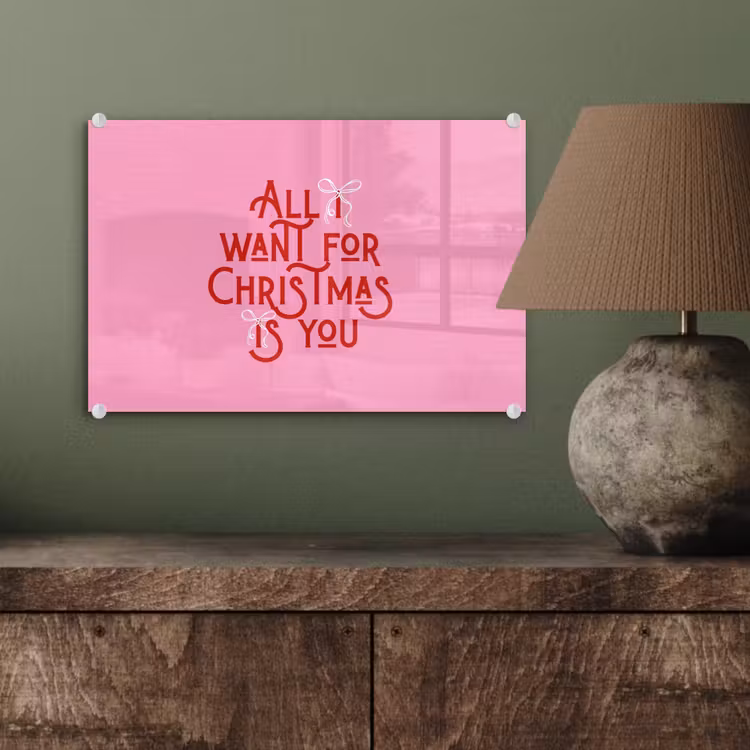 Glasbild - Text – Weihnachten – Rosa – Rot — 3