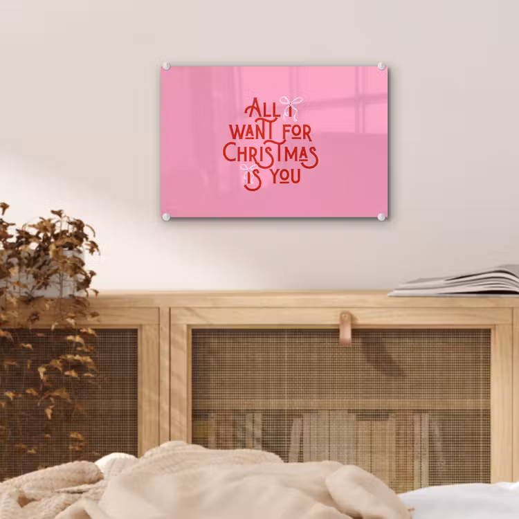 Glasbild - Text – Weihnachten – Rosa – Rot — 4