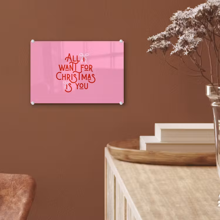 Glasbild - Text – Weihnachten – Rosa – Rot — 5