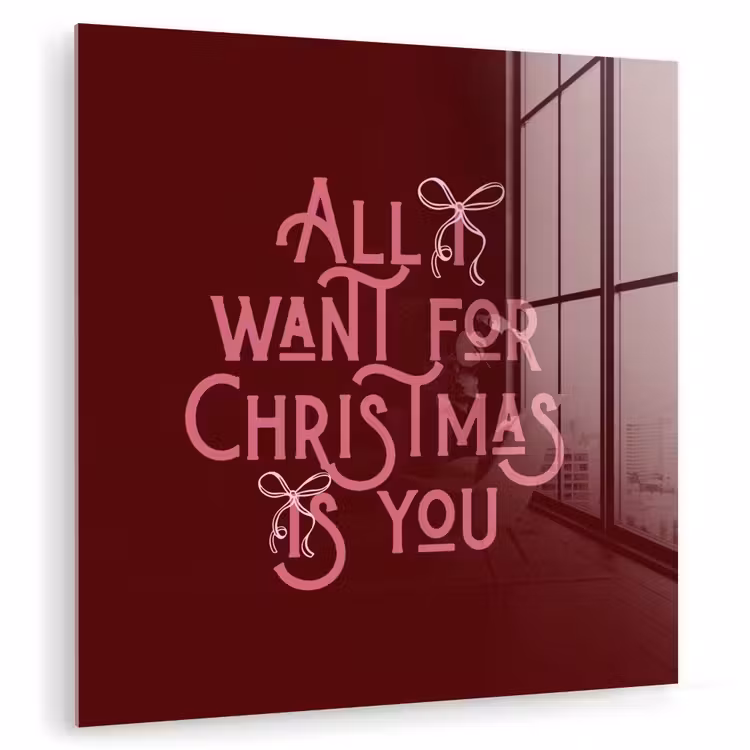 Glasbild - Text – Weihnachten – Rot – Rosa — 1