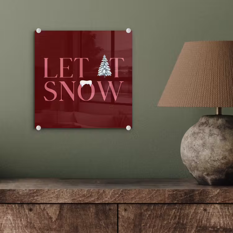 Glasbild - Text – Weihnachten – Schnee – Rosa — 4
