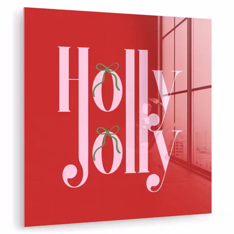 Glasbild - Weihnachten – Rosa – Rot – Text — 1