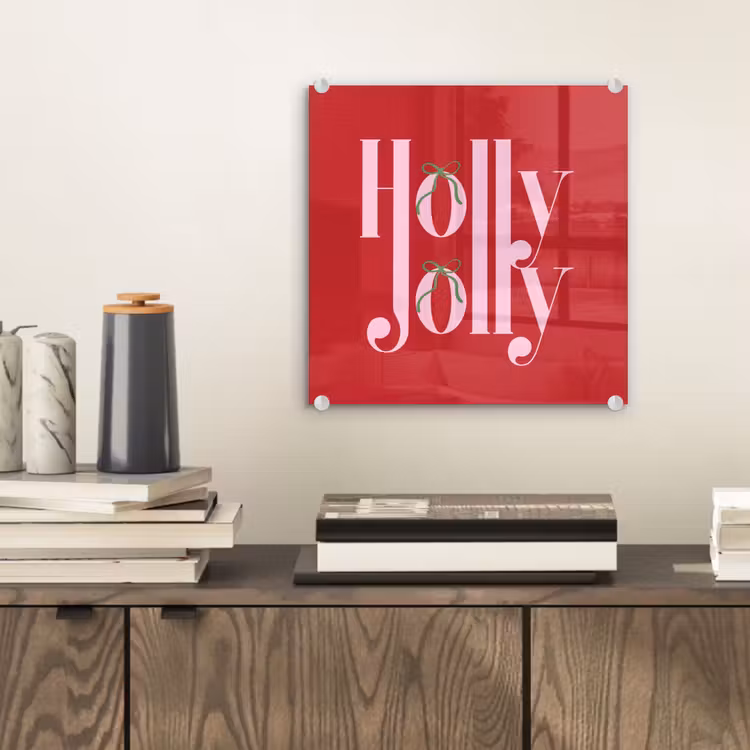 Glasbild - Weihnachten – Rosa – Rot – Text — 2