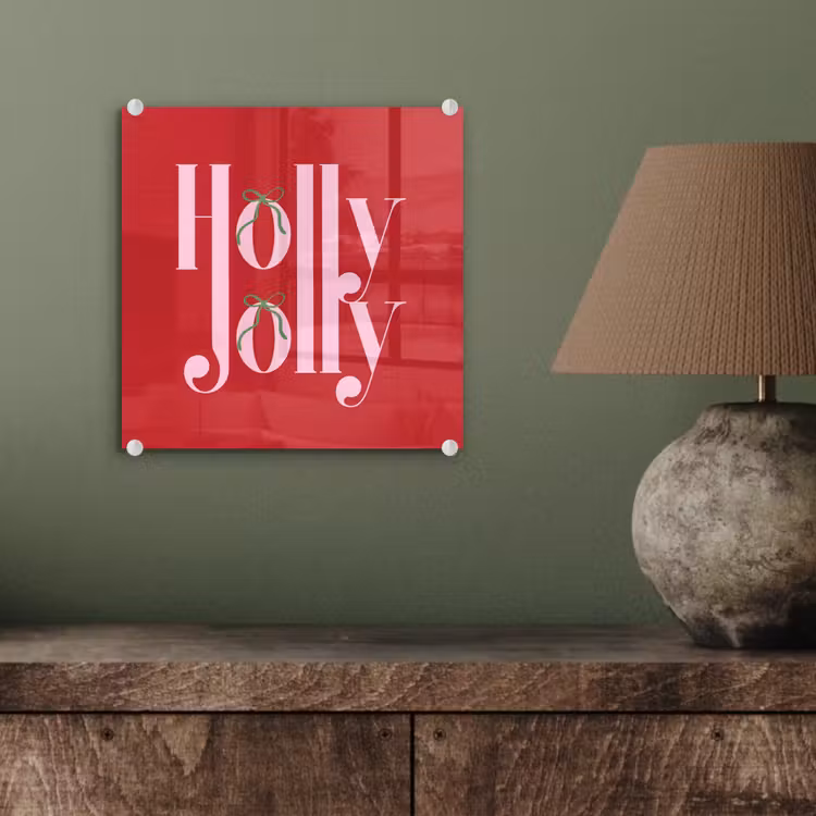 Glasbild - Weihnachten – Rosa – Rot – Text — 4