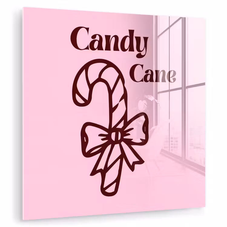 Glasbild - Weihnachten – Süßigkeiten – Text – Braun – Rosa — 1