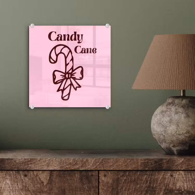 Glasbild - Weihnachten – Süßigkeiten – Text – Braun – Rosa — 4