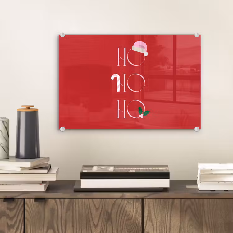 Glasbild - Weihnachten – Text – Illustration – Rot — 2