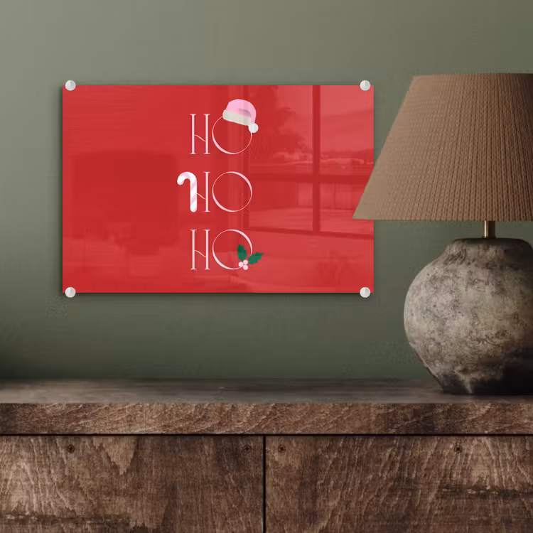 Glasbild - Weihnachten – Text – Illustration – Rot — 3