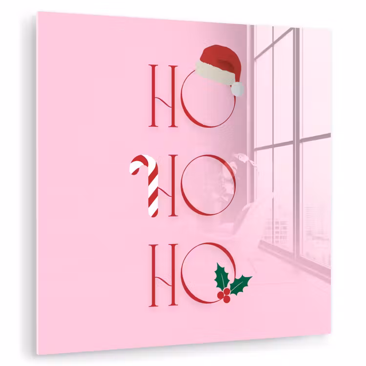 Glasbild - Weihnachten – Text – Rosa – Illustration — 1