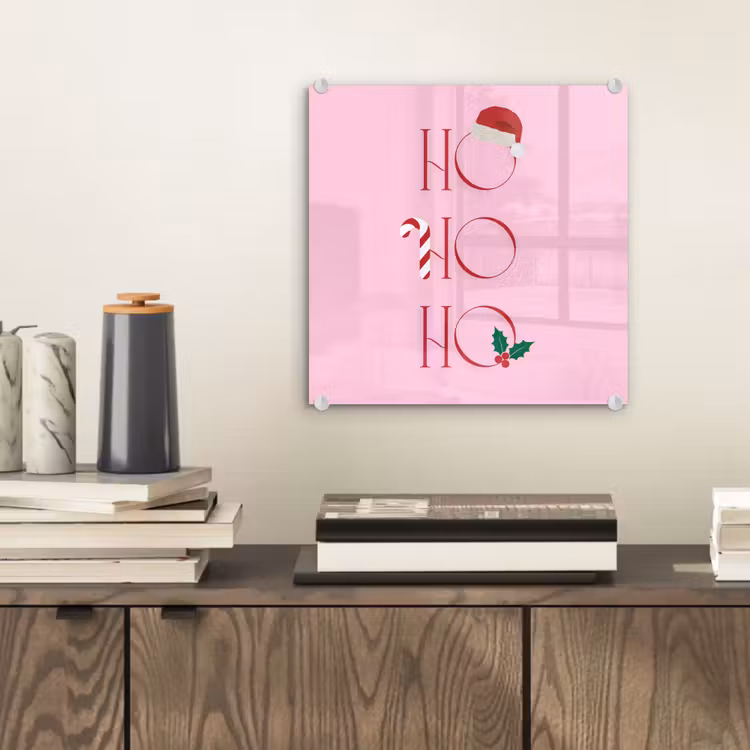 Glasbild - Weihnachten – Text – Rosa – Illustration — 2
