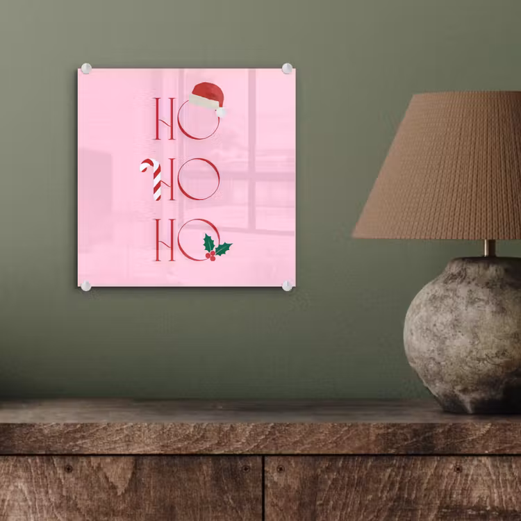 Glasbild - Weihnachten – Text – Rosa – Illustration — 4