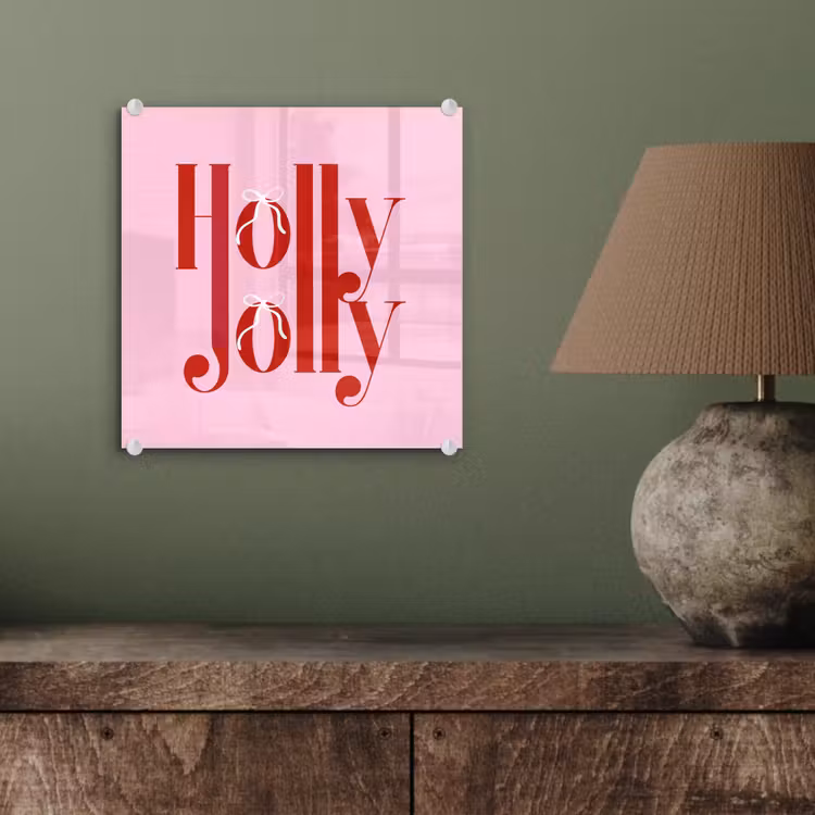 Glasbild - Weihnachten – Text – Rot – Rosa — 4