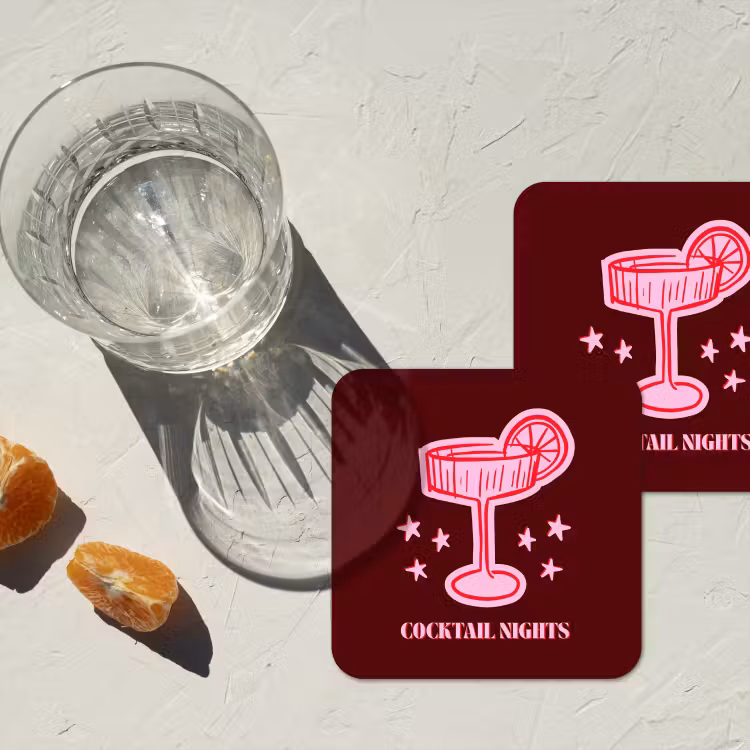 Untersetzer - Cocktail – Weihnachten – Burgunderrot – Rosa — 2