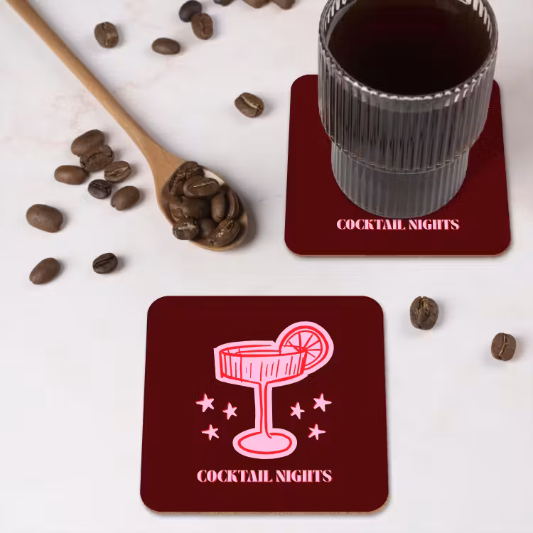 Untersetzer - Cocktail – Weihnachten – Burgunderrot – Rosa — 4