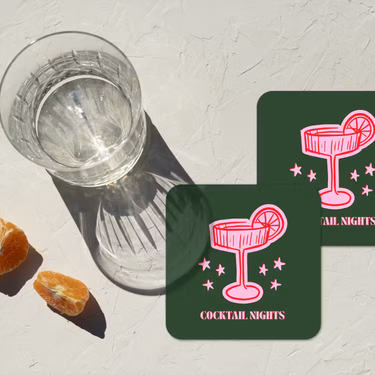 Untersetzer - Cocktail – Weihnachten – Rosa – Grün — 2