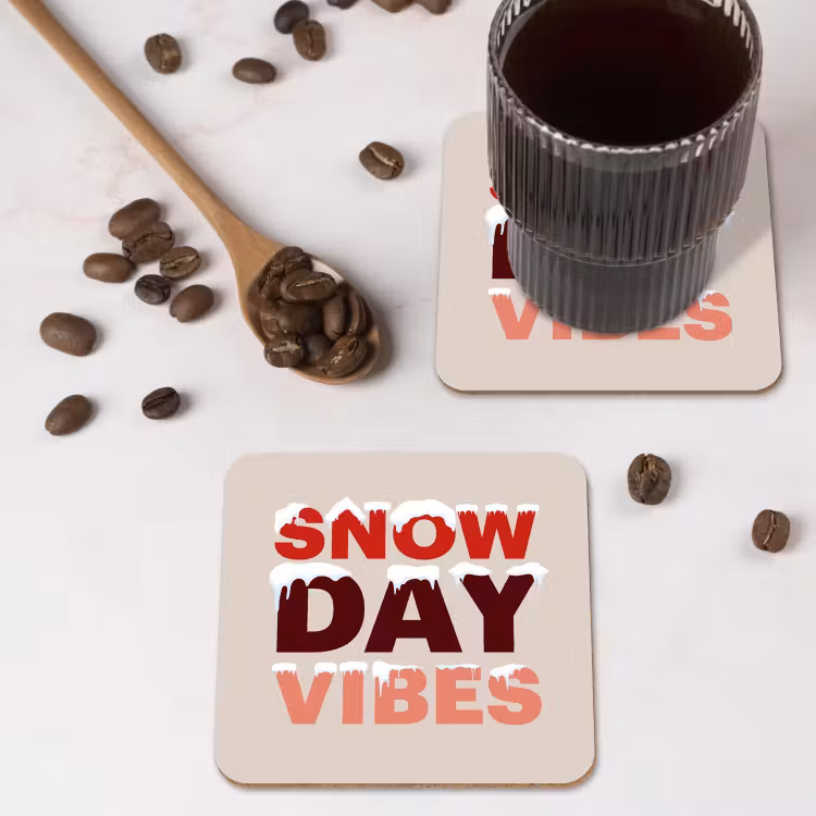 Untersetzer - Schnee – Weihnachten – Text – Rot — 4