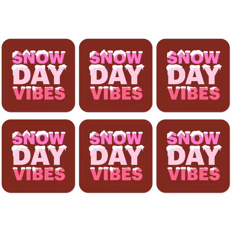 Untersetzer - Weihnachten – Text – Schnee – Rot – Rosa — 1