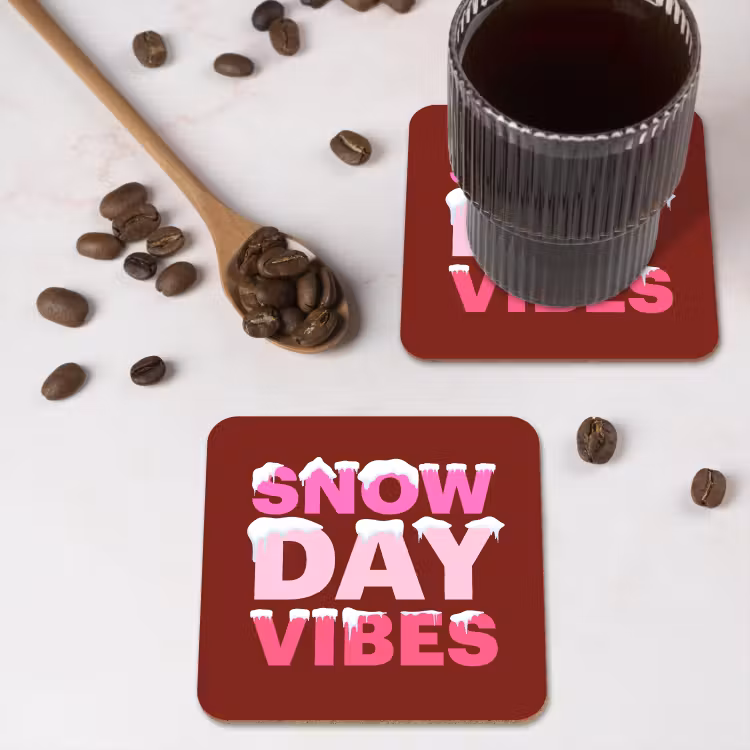 Untersetzer - Weihnachten – Text – Schnee – Rot – Rosa — 4