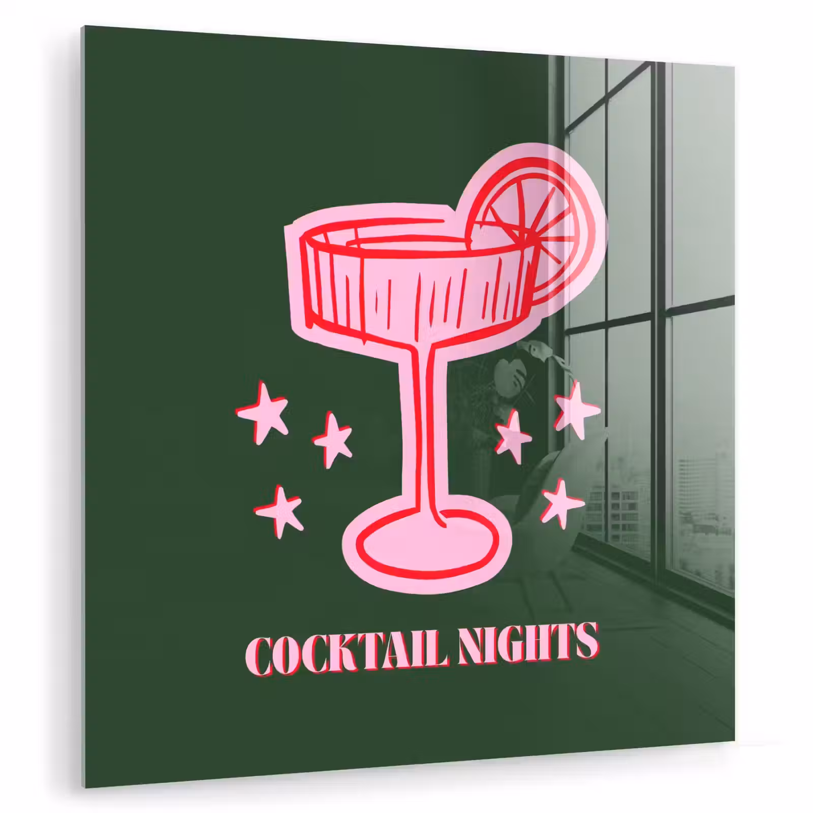 Glasbild - Cocktail – Weihnachten – Rosa – Grün — 1