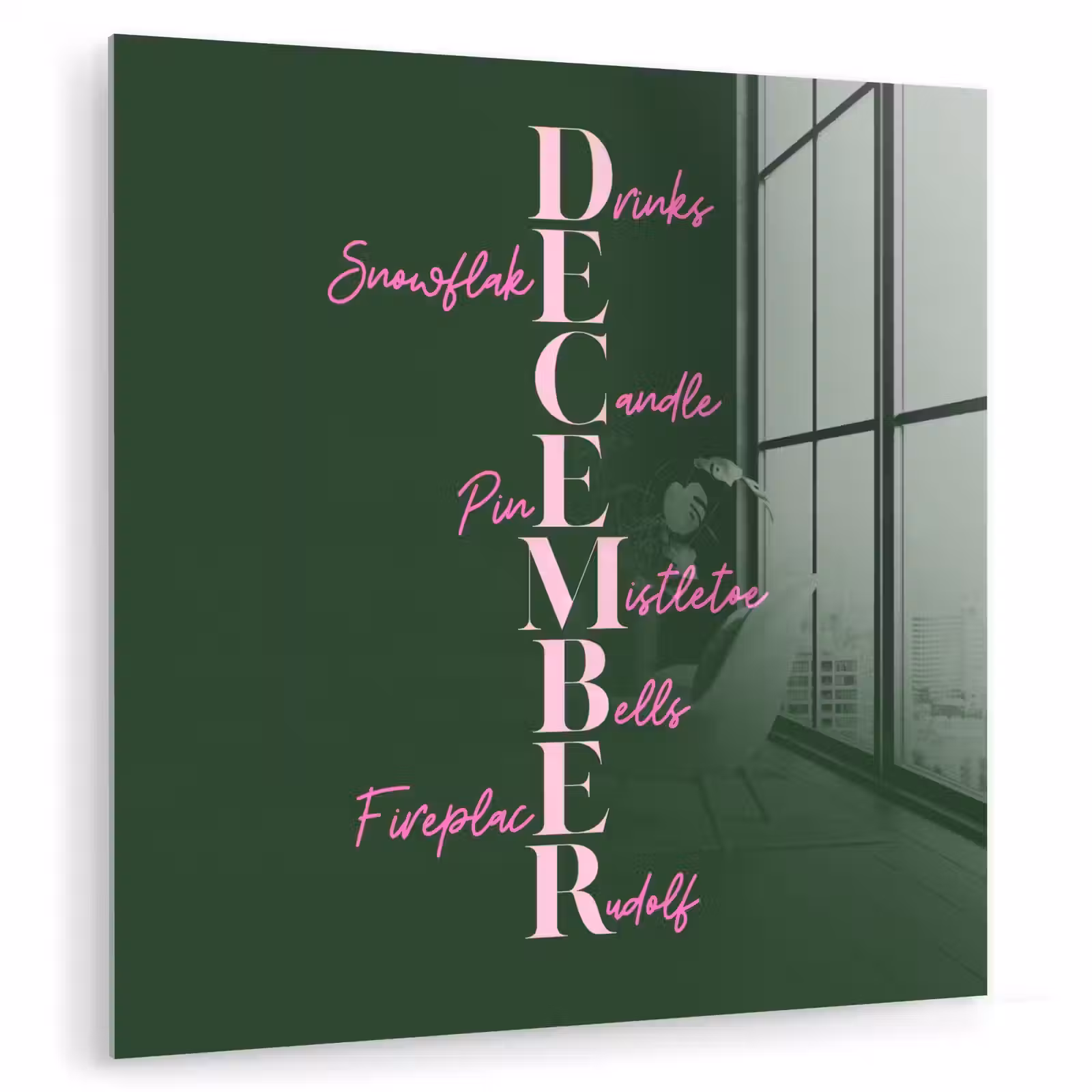Glasbild - Dezember – Text – Weihnachten – Grün — 1