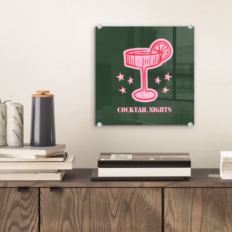 Glasbild - Cocktail – Weihnachten – Rosa – Grün — 2