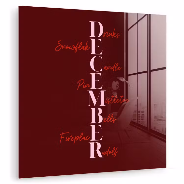 Glasbild - Dezember – Text – Weihnachten – Burgund — 1