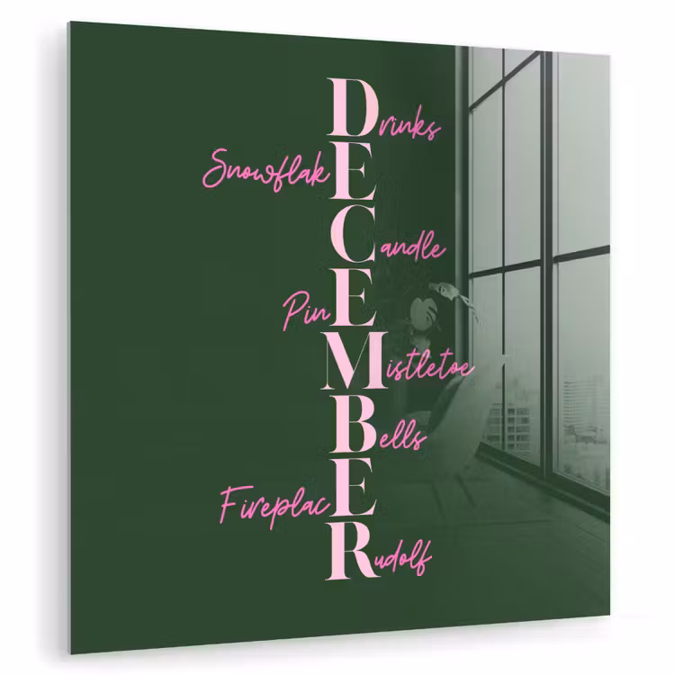 Glasbild - Dezember – Text – Weihnachten – Grün — 1