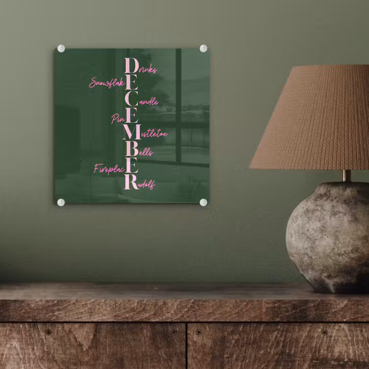 Glasbild - Dezember – Text – Weihnachten – Grün — 4
