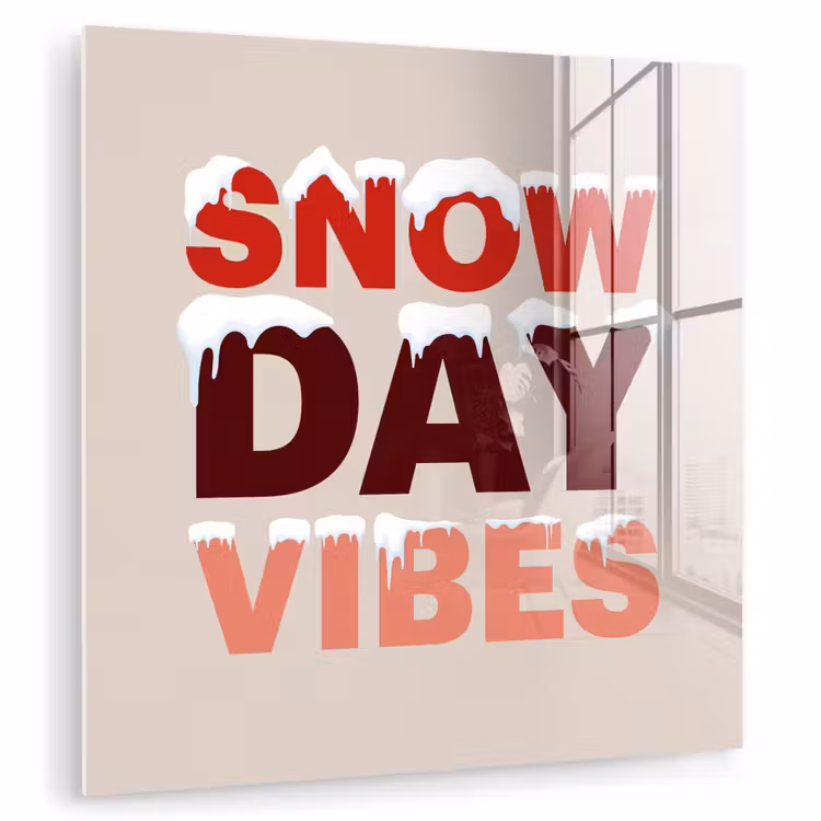 Glasbild - Schnee – Weihnachten – Text – Rot — 1