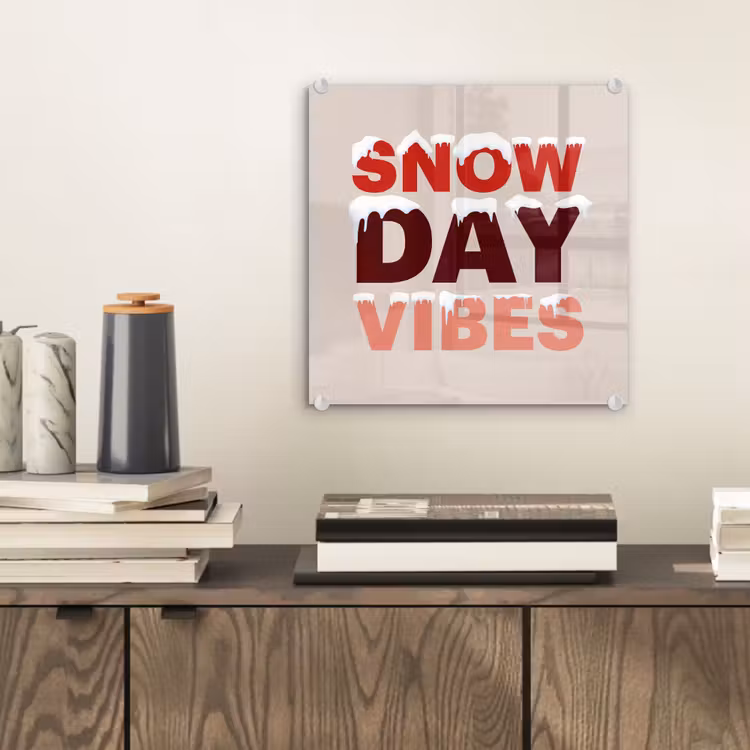 Glasbild - Schnee – Weihnachten – Text – Rot — 2