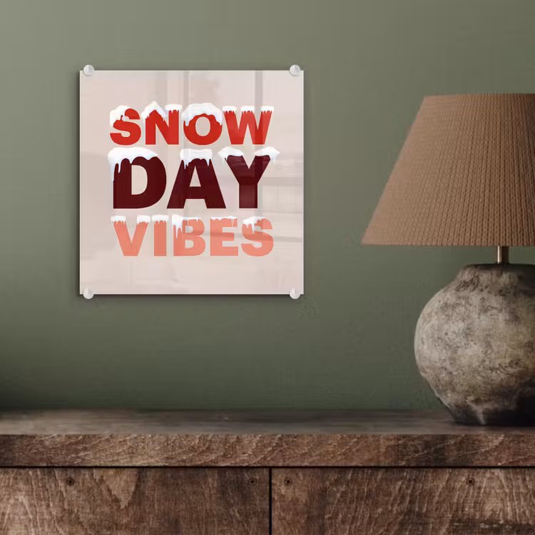 Glasbild - Schnee – Weihnachten – Text – Rot — 4