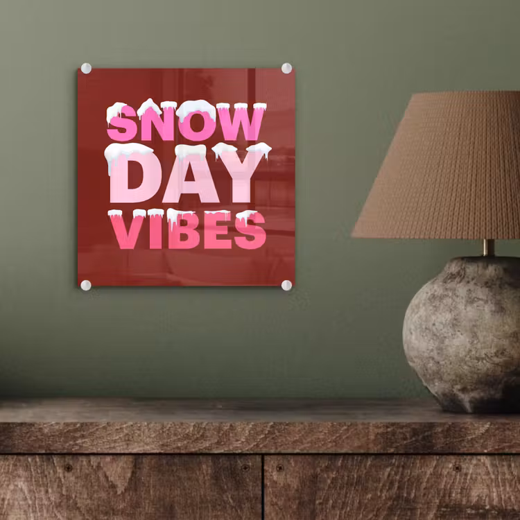 Glasbild - Weihnachten – Text – Schnee – Rot – Rosa — 4