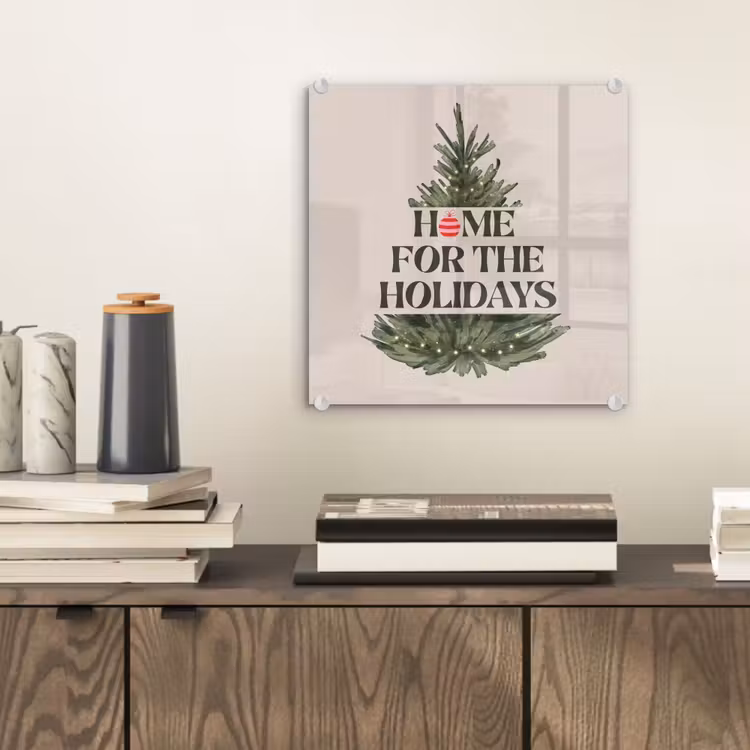 Glasbild - Weihnachten – Text – Weihnachtsbaum – Beige — 2