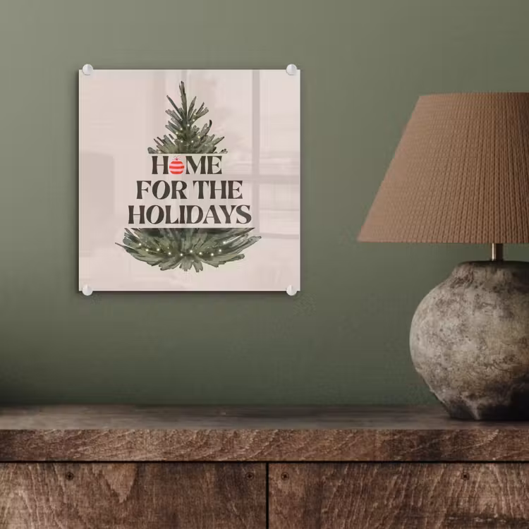Glasbild - Weihnachten – Text – Weihnachtsbaum – Beige — 4