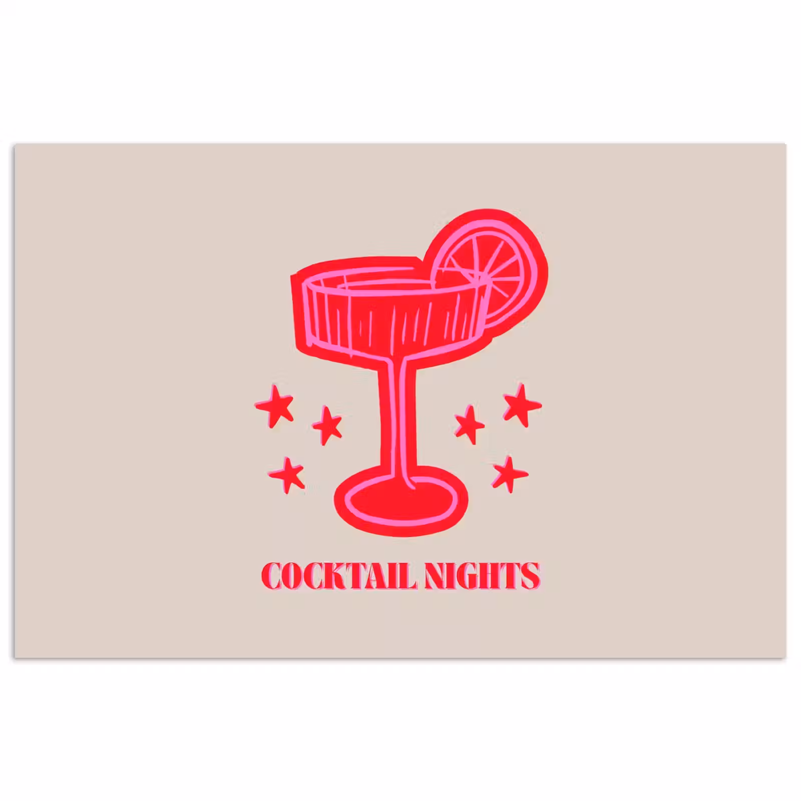 Poster - Cocktail – Weihnachten – Beige – Rosa — 1