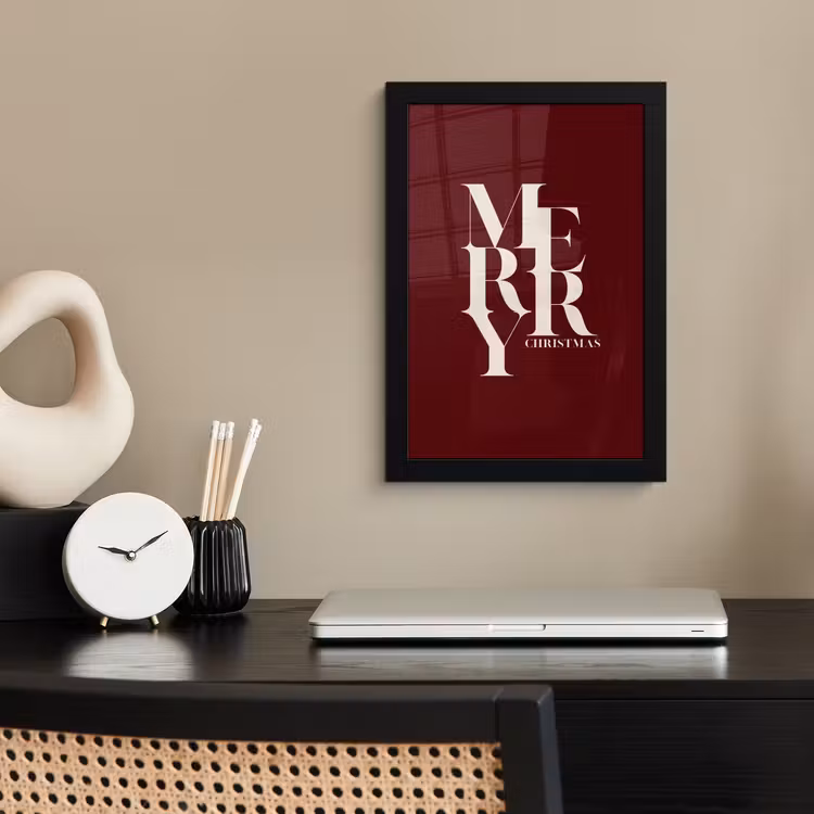 Bilder mit Rahmen - Merry – Text – Dunkel – Rot — 2