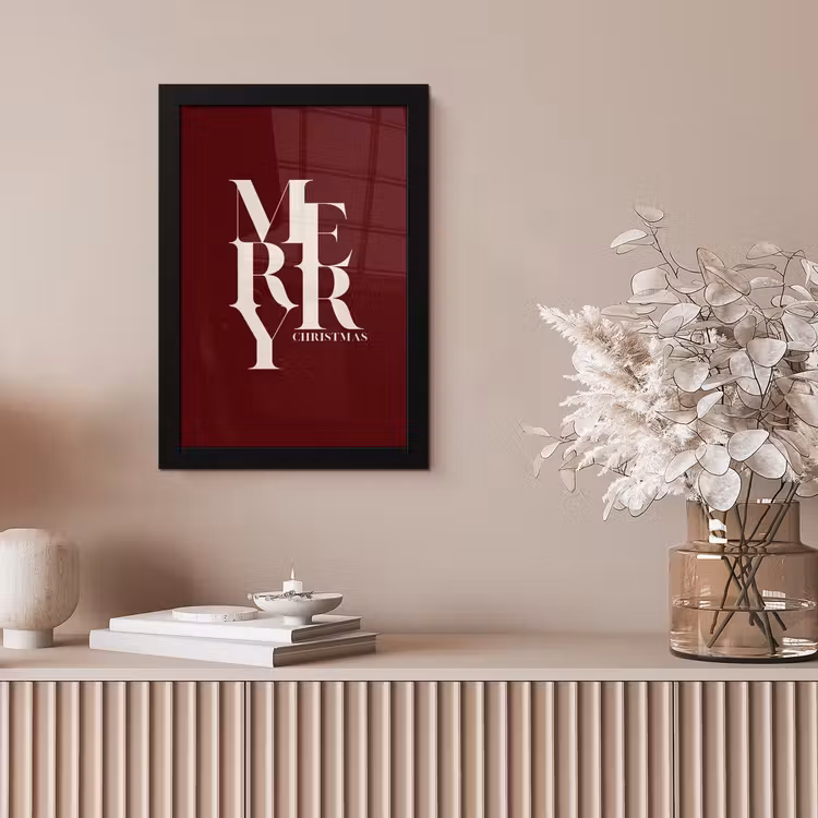 Bilder mit Rahmen - Merry – Text – Dunkel – Rot — 4