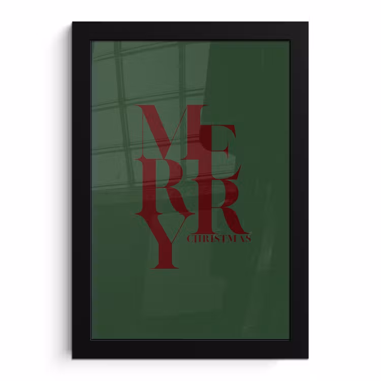 Bilder mit Rahmen - Merry – Text – Grün – Weihnachten — 1