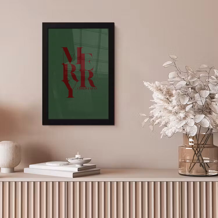 Bilder mit Rahmen - Merry – Text – Grün – Weihnachten — 4