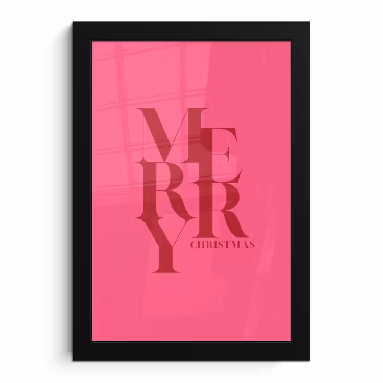 Bilder mit Rahmen - Merry – Text – Weihnachten – Rosa — 1