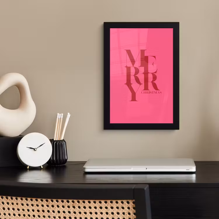 Bilder mit Rahmen - Merry – Text – Weihnachten – Rosa — 2