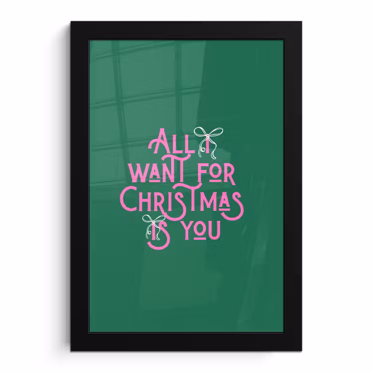Bilder mit Rahmen - Weihnachten – Text – Rosa – Grün — 1
