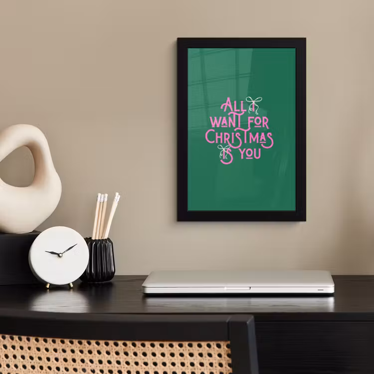 Bilder mit Rahmen - Weihnachten – Text – Rosa – Grün — 2