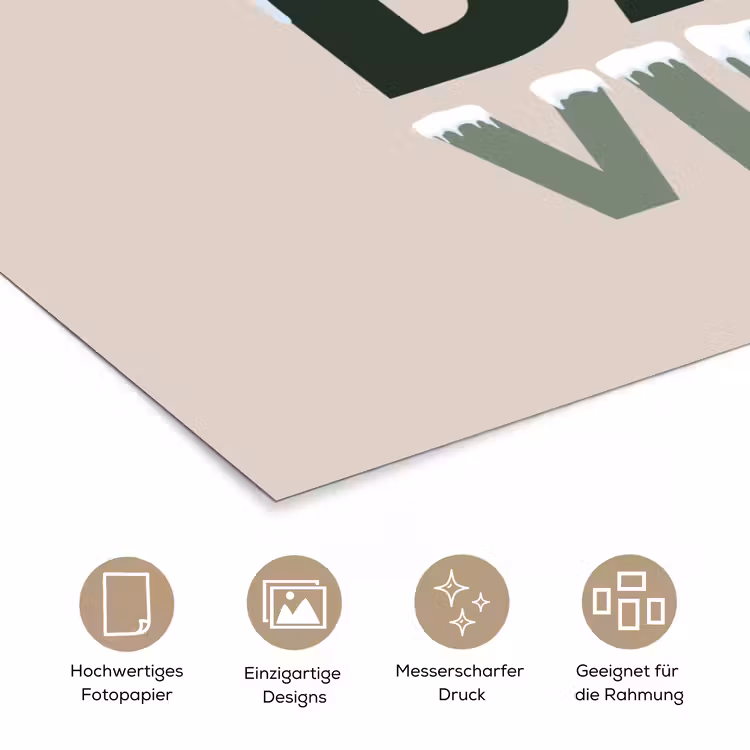 Poster - Schnee – Text – Weihnachten – Beige — 5