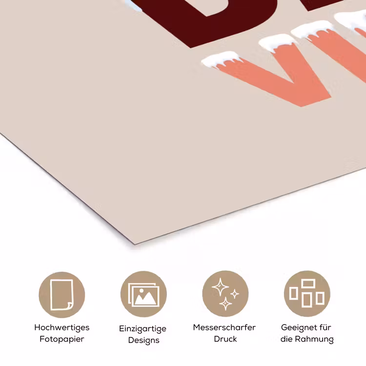 Poster - Schnee – Weihnachten – Text – Rot — 5