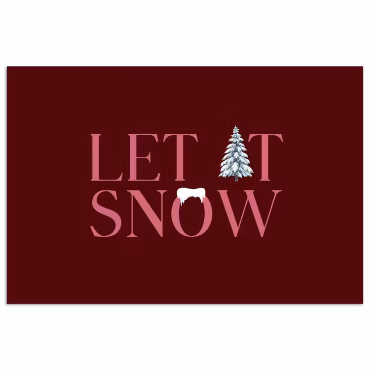 Poster - Text – Weihnachten – Schnee – Rosa — 1