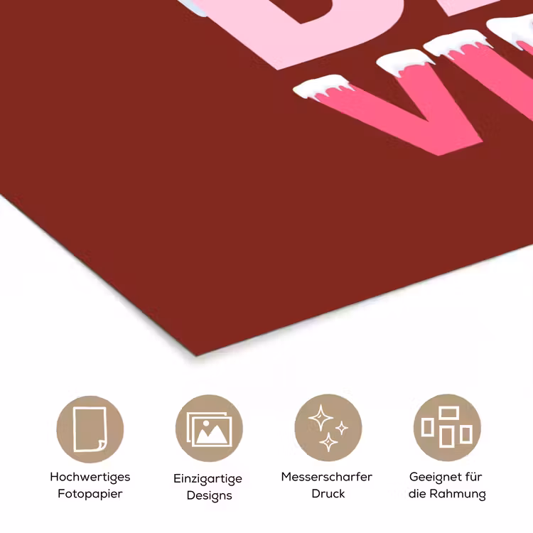 Poster - Weihnachten – Text – Schnee – Rot – Rosa — 5