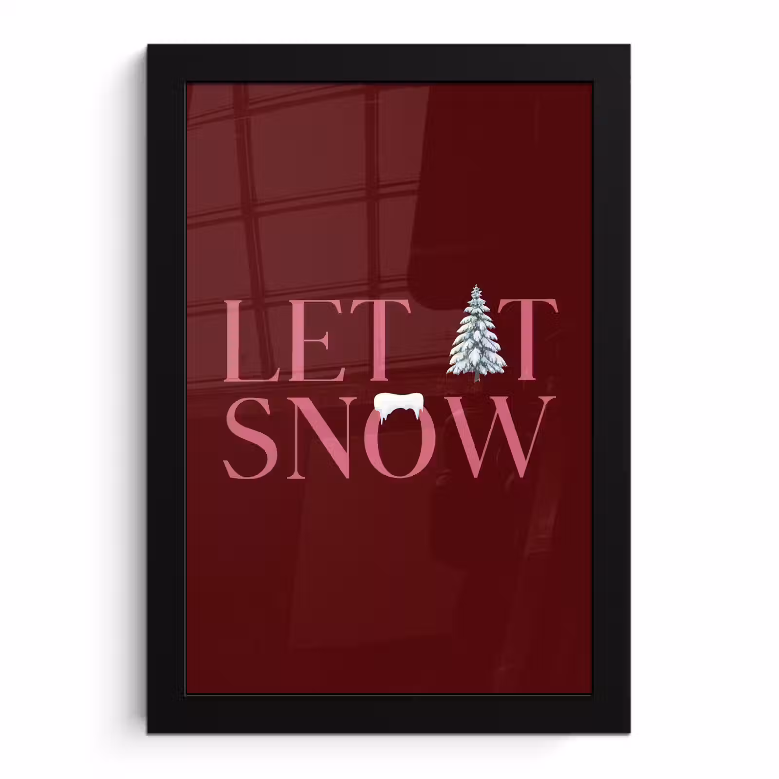 Bilder mit Rahmen - Text – Weihnachten – Schnee – Rosa — 1